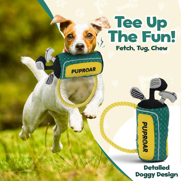 PUPROAR Golf Dog Toy, Dog Birthday Gift, Funny Squeaky Plush Rope Golf Bag Toy for Small, Medium & Large Breeds6