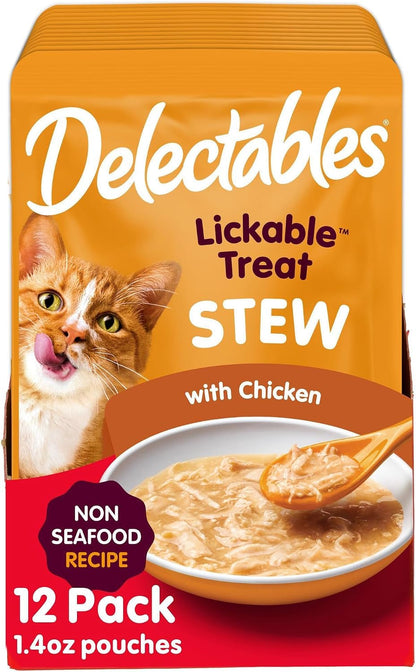 Delectables Non-Seafood Stew Lickable Wet Cat Treats, Chicken, 1.4 Oz (Pack of 12)1