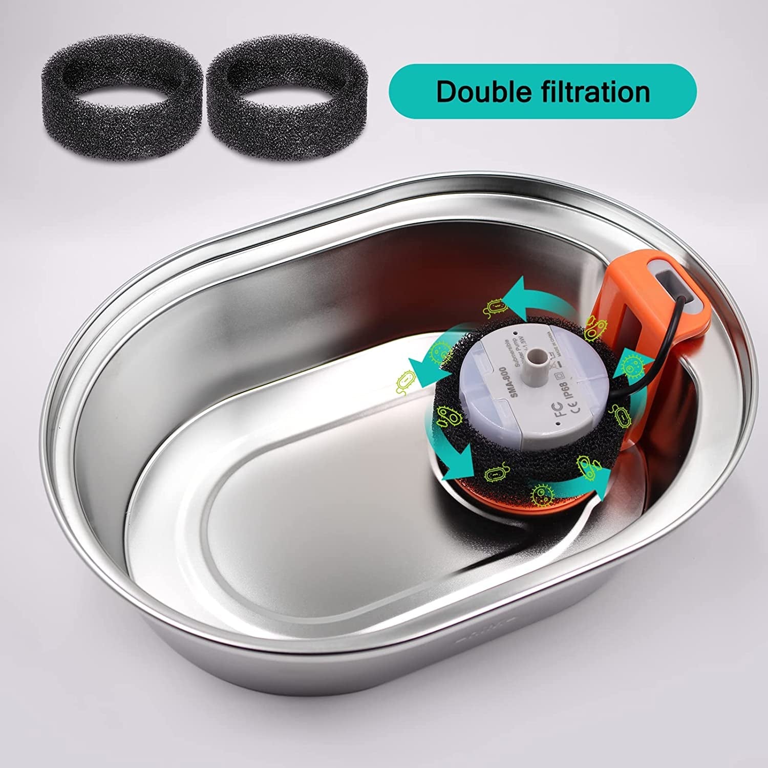 cat-water-fountain-filters-for-stainless-steel-67oz-2l-adjustable-water-flow-pet-fountain-8-pack-pet-replacement-filters-with-8-sponges