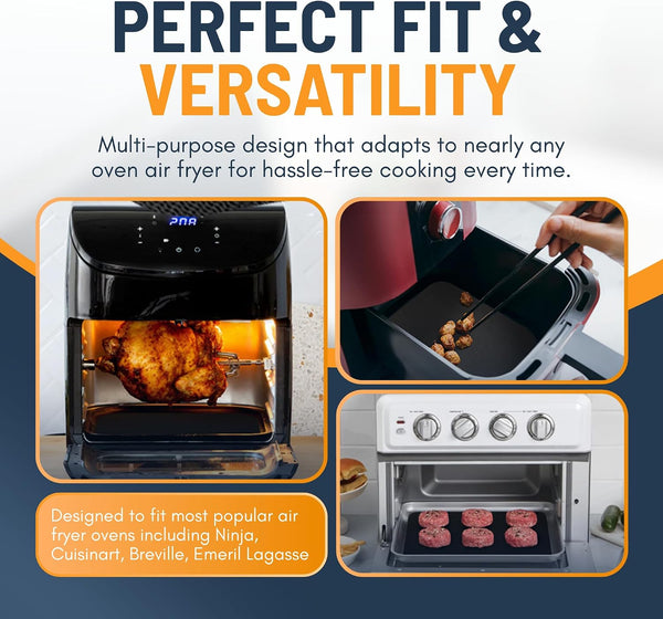 Toaster Oven Liners for Bottom of Oven (4 Pack) Reusable Non-Stick Heat Resistant Toaster Liners, Compatible with Breville, Cuisinart, Black & Decker, Dash, and More - Air Fryer Liners 12"X12" (Black)8