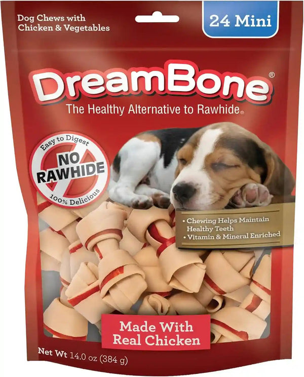 Dreambone Chicken Mini Bone Dog Treats, Daily Rawhide-Free Chew, Digests Safely and Completely, with Real Protein, Chicken and Veggies, 50 Count12