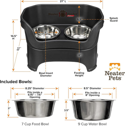 Neater Pet Brands Neater Feeder Deluxe Mess Proof Dog Bowls Elevated for Large Dogs over 40 Lbs, Made in USA, No Spill Raised Dog Food Bowl Stand Feeding Station, Food and Water Bowl Set, Black7