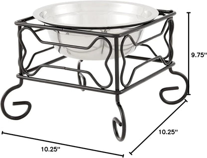 YML Wrought Iron Stand with Stainless Steel Dog Bowl, Large5