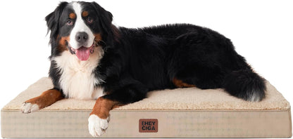 EHEYCIGA Orthopedic Dog Bed Large with Removable Washable Cover,Grey,41X27 | Egg Crate Foam Support,Durable Oxford Fabric,Non-Slip Bottom,Machine Washable,Soft Waterproof Plush Pet Bed Mat for Crate55