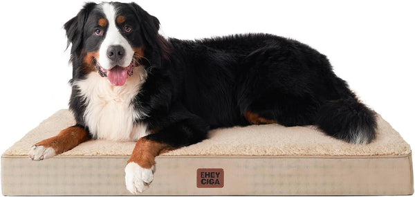 EHEYCIGA Orthopedic Dog Bed Large with Removable Washable Cover,Grey,41X27 | Egg Crate Foam Support,Durable Oxford Fabric,Non-Slip Bottom,Machine Washable,Soft Waterproof Plush Pet Bed Mat for Crate55