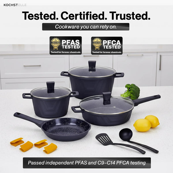 13Pcs Pots and Pans Set Nonstick, Marble Ceramic Coating Induction Cookware Set, Non Stick Kitchen Cooking Set with Frying Pans, Silicone Handles, Saucepans & Utensils, PFOA & PFOS Free6