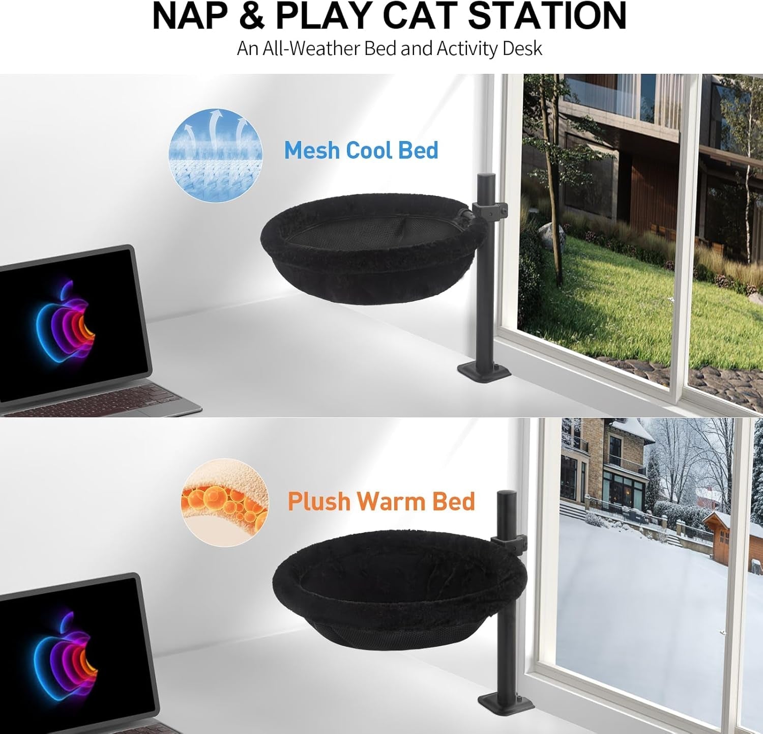 cat-desk-bed-reversible-cat-hammock-for-desk-use-clamp-on-metal-black-360-rotating-height-adjustable-supports-up-to-45lbs-machine-washable-large-cats-kittens-indoor-office-game-tables