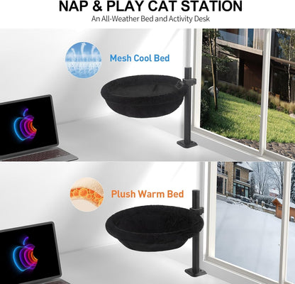 Cat Desk Bed, Reversible Cat Hammock for Desk Use, Clamp-On Metal, Black | 360 Rotating, Height Adjustable, Supports up to 45Lbs, Machine Washable, Large Cats & Kittens, Indoor, Office & Game Tables5