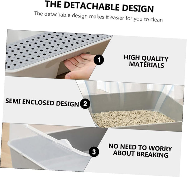 Luxshiny Detachable Small Gray Cat Litter Pan Potty with Anti-Splashing Design Plastic Half-Enclosed Cat Toilet for Kitten Housebreaking7