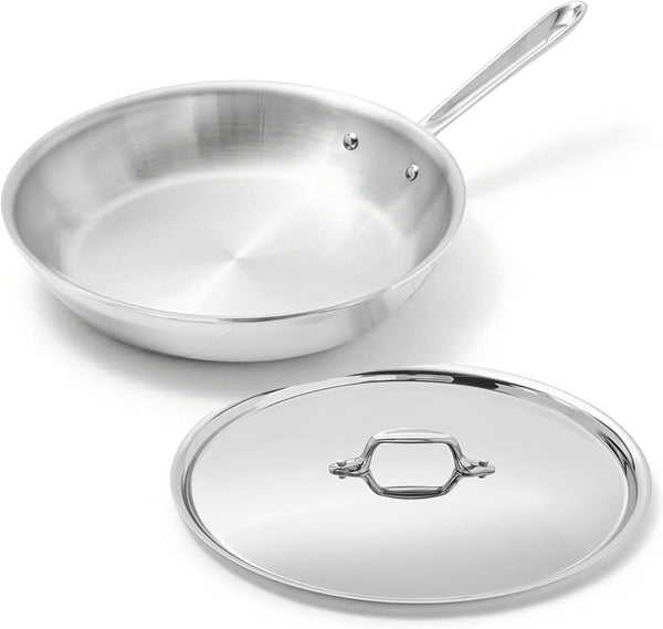 All-Clad D3® Stainless Steel 10 Inch Frying Pan Covered- Made in the USA- the Original Bonded Professional Cookware- Oven Safe & Induction Compatible1