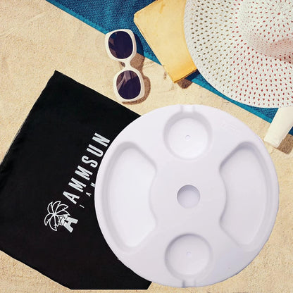 13" Portable Beach Umbrella Table Tray White | for Beach, Patio, Garden, Swimming Pool with Cup Drinks Holders, Snack Compartments Lightweight and Easy to Carry7