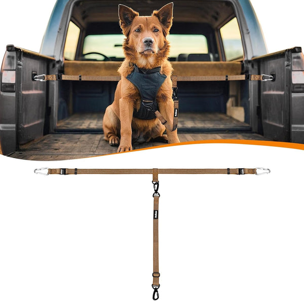 Petbonus Truck Bed Dog Leash, Functional Safety Dog Truck Bed Tether | for 1 Dog, Truck Bed Tie down System, Adjustable, Pick-Up Bed Restraint Lead, Ratchet Tightening Car Harness Belt, Black9