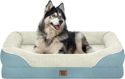 Chez Paw Waterproof Orthopedic XL Dog Bed for Large and Extra Large Dogs | Egg Crate Foam, 4-Sided Bolster Support, Waterproof Liner, Non-Slip Bottom, Machine Washable Cover, 42 X 30 Inch15