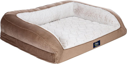 Serta Orthopedic Supportive Foam Quilted Couch Dog Bed with Soft Bolsters (Slate Gray) X-Large9