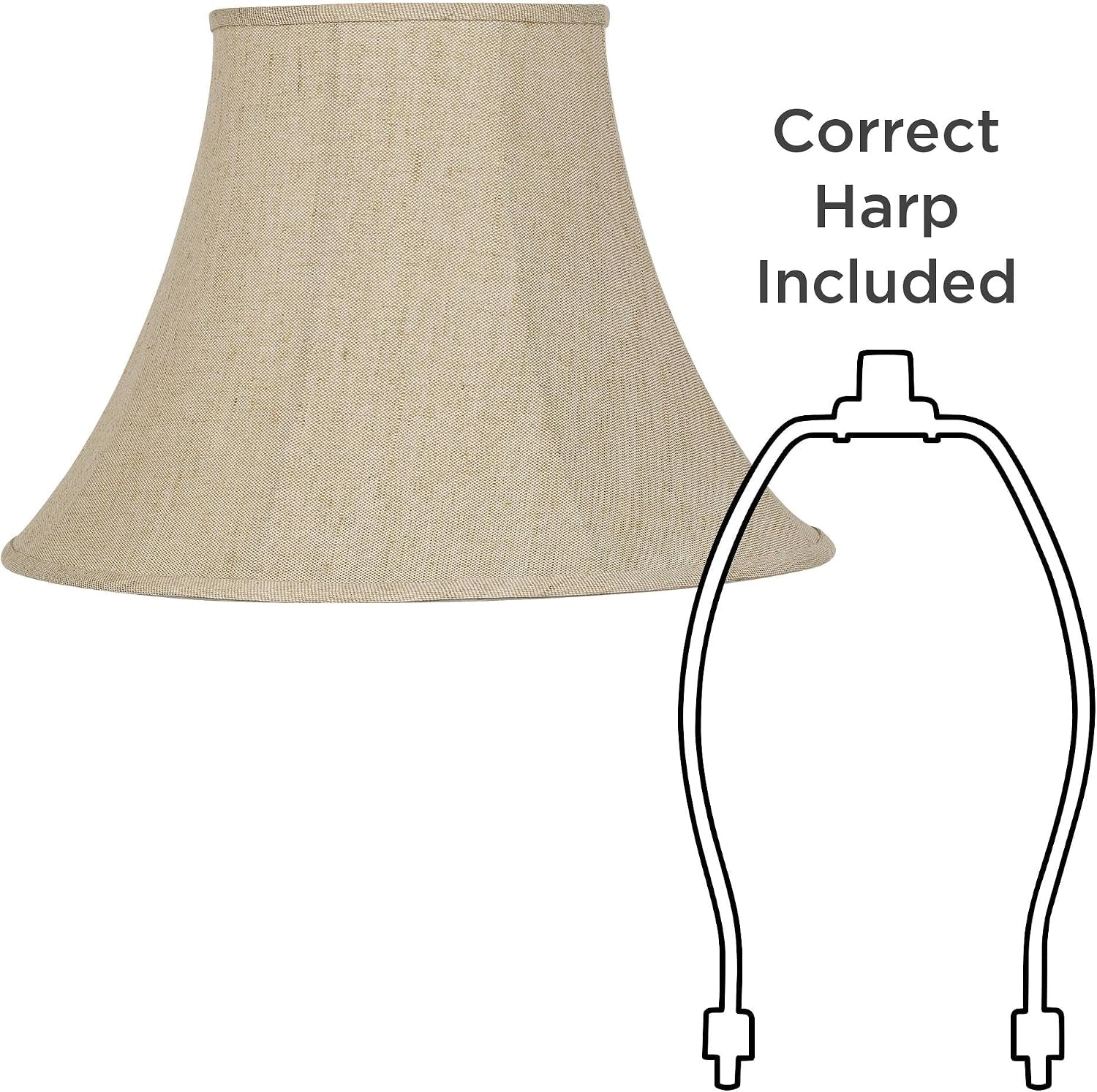 extra-large-beige-linen-set-of-2-bell-lamp-shades-9x19x12-5-spider-9-top-x-19-bottom-x-12-5-high-x-13-5-slant-replacement-for-table-floor-lamps-shade-pre-assembled-harp-finial