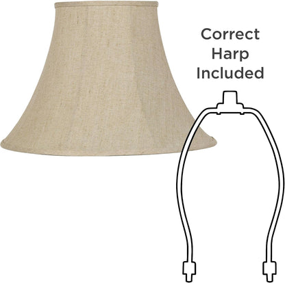 Extra Large Beige Linen Set of 2 Bell Lamp Shades 9X19X12.5 (Spider) | 9" Top X 19" Bottom X 12.5" High X 13.5" Slant Replacement for Table + Floor Lamps Shade Pre-Assembled Harp + Finial5