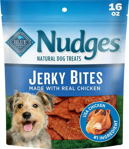 Blue Buffalo Nudges Chicken Jerky Bites Natural Dog Treats, Tender & Meaty Dog Snacks, Healthy Reward or Training Treat, Made in the USA with Real Chicken, No Artificial Preservatives, 16 Oz.1