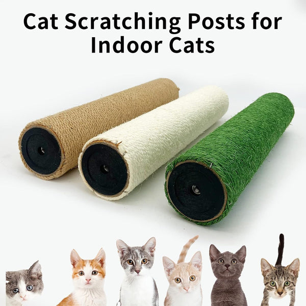 VCEPJH Cat Scratching Post Replacement for Indoor Cats 4Pcs 15.7In Cat Scratch Post Refill Pole Parts Sisal Rope Cat Furniture Protector with M8 Screws for Cat Tree Tower (White)6