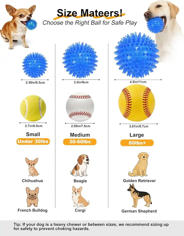 Petizer 6 Pack 2.5” Squeaky Dog Toy Balls, Floating Dogs Pool Balls, Spiky Dog Balls, Durable Interactive Fetch Toys for Puppy, Dog Chew Toys for Teething (2.5", Small Dog)2