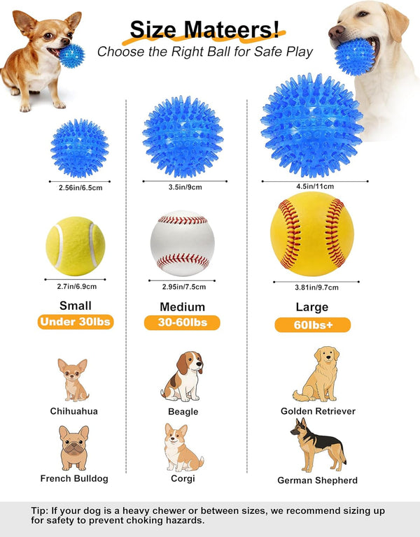 Petizer 6 Pack 2.5” Squeaky Dog Toy Balls, Floating Dogs Pool Balls, Spiky Dog Balls, Durable Interactive Fetch Toys for Puppy, Dog Chew Toys for Teething (2.5", Small Dog)2