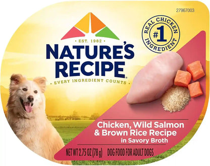 Nature’S Recipe Chicken, Salmon and Turkey Recipes Variety Pack Wet Dog Food, 12-2.75 Oz. Cups, 2 Count12