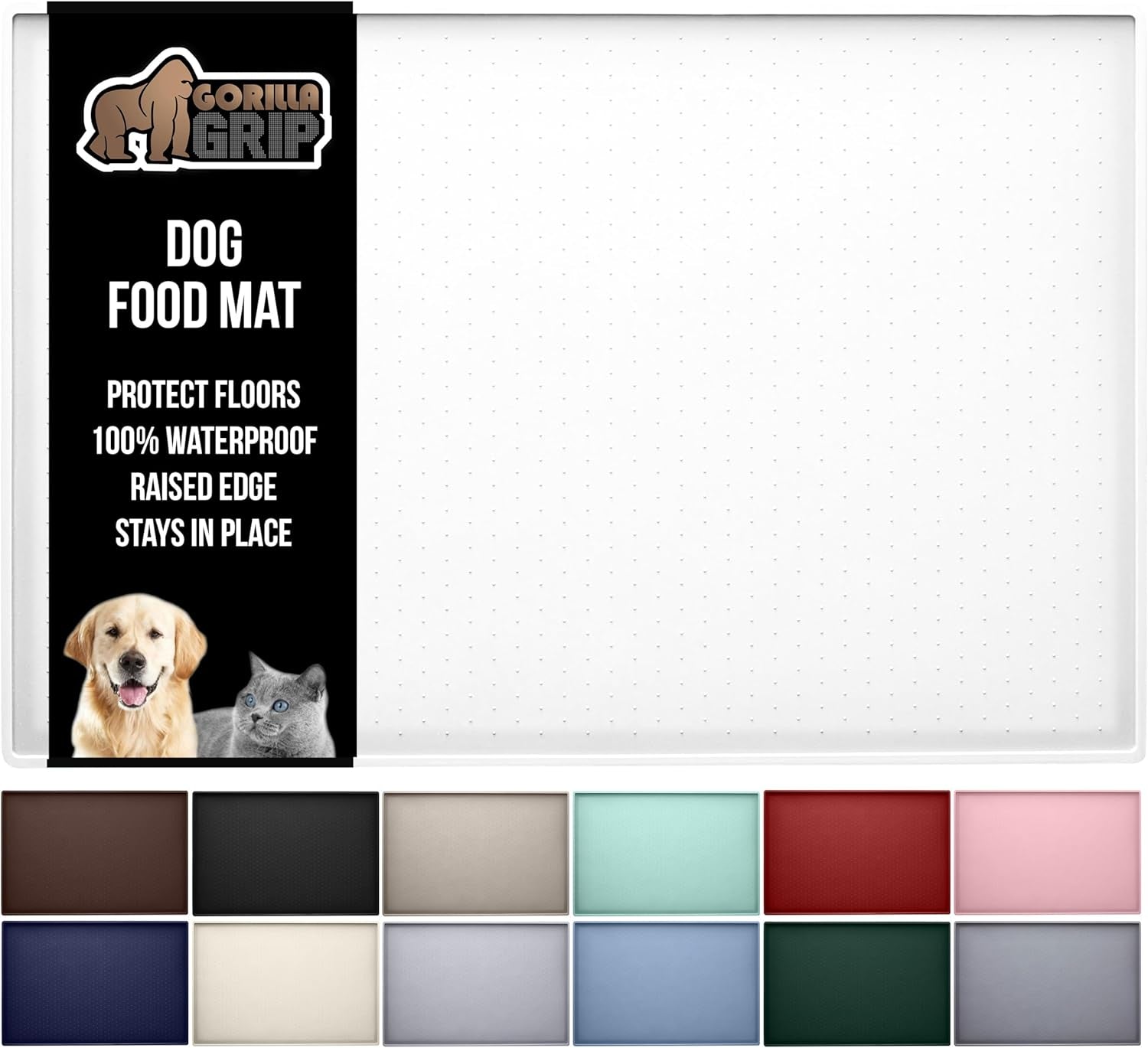 gorilla-grip-100-waterproof-raised-edge-bpa-free-silicone-pet-feeding-mat-dog-cat-food-mats-contain-spills-protects-floors-placemats-for-cats-and-dogs-water-bowl-18-5x11-5-gray