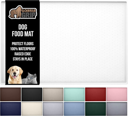 GORILLA GRIP 100% Waterproof Raised Edge BPA Free Silicone Pet Feeding Mat, Dog Cat Food Mats Contain Spills Protects Floors, Placemats for Cats and Dogs Water Bowl, 18.5X11.5, Gray25