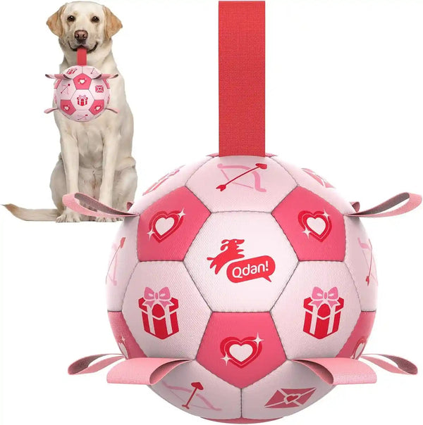 QDAN Dog Toys Dog Balls, 6 Inch Dog Soccer Ball with Straps, Herding Balls | Dog Birthday Toy, Balls for 20-40Lbs Dogs, Outdoor Puppy Toys to Keep Them Busy, Interactive Toy for Tug, Pool Water Toy Ball28