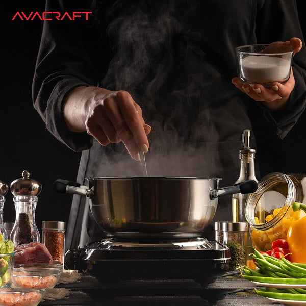 18/10 Stainless Steel Everyday Pan, Stir Fry Pan with Five-Ply Base, Chef’S Pan with Glass Lid, Multipurpose Stewpot Skillet, Saute Pan, Casserole in Pots and Pans (8 Inch)6