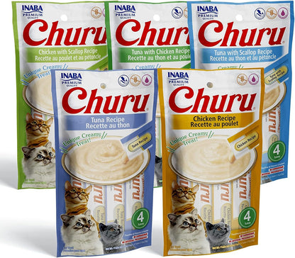 INABA Churu Lickable Creamy Purée Cat Treats 5 Flavor Variety Pack of 20 Tubes1