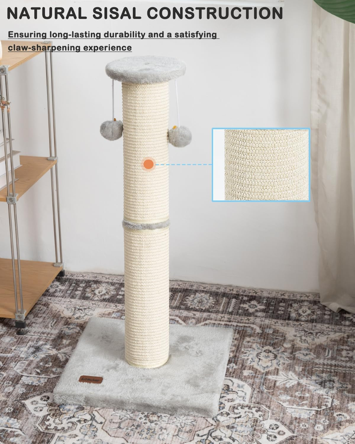 34-cat-scratching-post-with-replaceable-sisal-scratcher-tall-cat-scratch-post-for-indoor-cats-adults-sturdy-and-durable-large-scratching-post-vertical-cat-post-with-hanging-balls