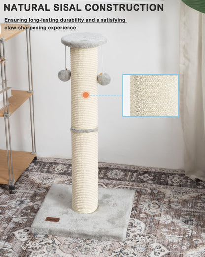 34" Cat Scratching Post with Replaceable Sisal Scratcher | Tall Cat Scratch Post for Indoor Cats Adults, Sturdy and Durable Large Scratching Post, Vertical Cat Post with Hanging Balls4