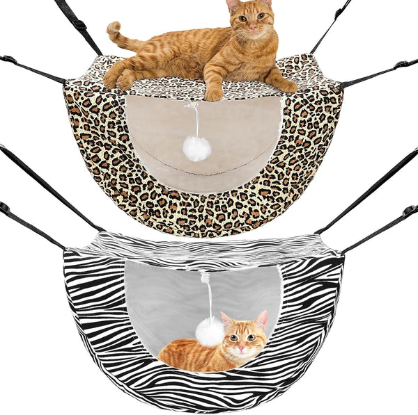 Unittype 2 Pieces Cat Cage Hammock Hanging Pet Bed Double Layer Soft Plush Hanging Pet Comfortable Hammock Bed for Indoor Kitten Ferret Hamster Rabbit or Small Animals, 2 Styles(Plaid)10