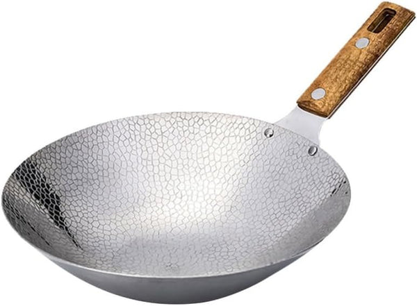 Wok with Handle Stainless Steel Frying Pan for Stir-Fry Deep Base Kitchen Cookware for Home Use 14.56 X 10.23 X 2.36 in 1 Pack1