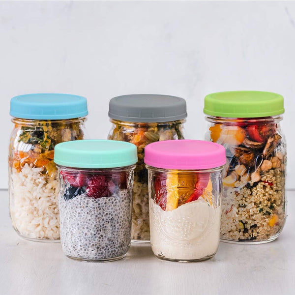 [16 Pack] Colored Plastic Mason Jar Lids Fits Ball, Kerr & More - 8 Wide Mouth & 8 Regular Mouth - Storage Caps for Canning Jars, Dishwasher Safe & Food Grade & Leakproof5