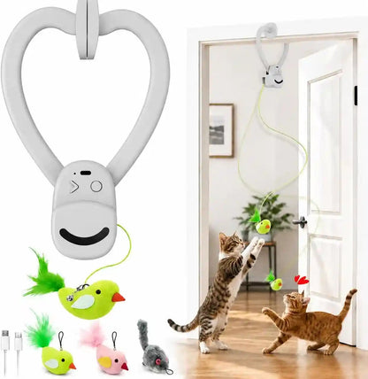 Interactive Cat Toys for Indoor Cats: Automatic Flying Bird Feather Wand Chase Exercise Enrichment Stimulation, USB Rechargeable Durable Safe Hanging Toy for Bored Kittens Adult Multi Cat Households10