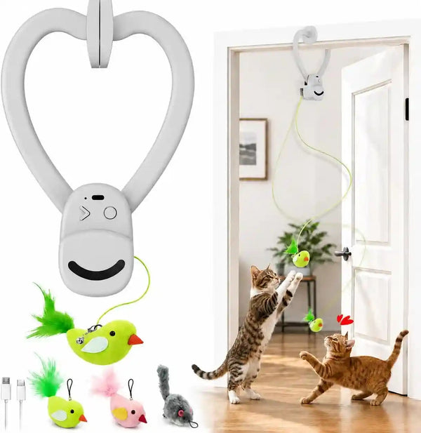 Interactive Cat Toys for Indoor Cats: Automatic Flying Bird Feather Wand Chase Exercise Enrichment Stimulation, USB Rechargeable Durable Safe Hanging Toy for Bored Kittens Adult Multi Cat Households10