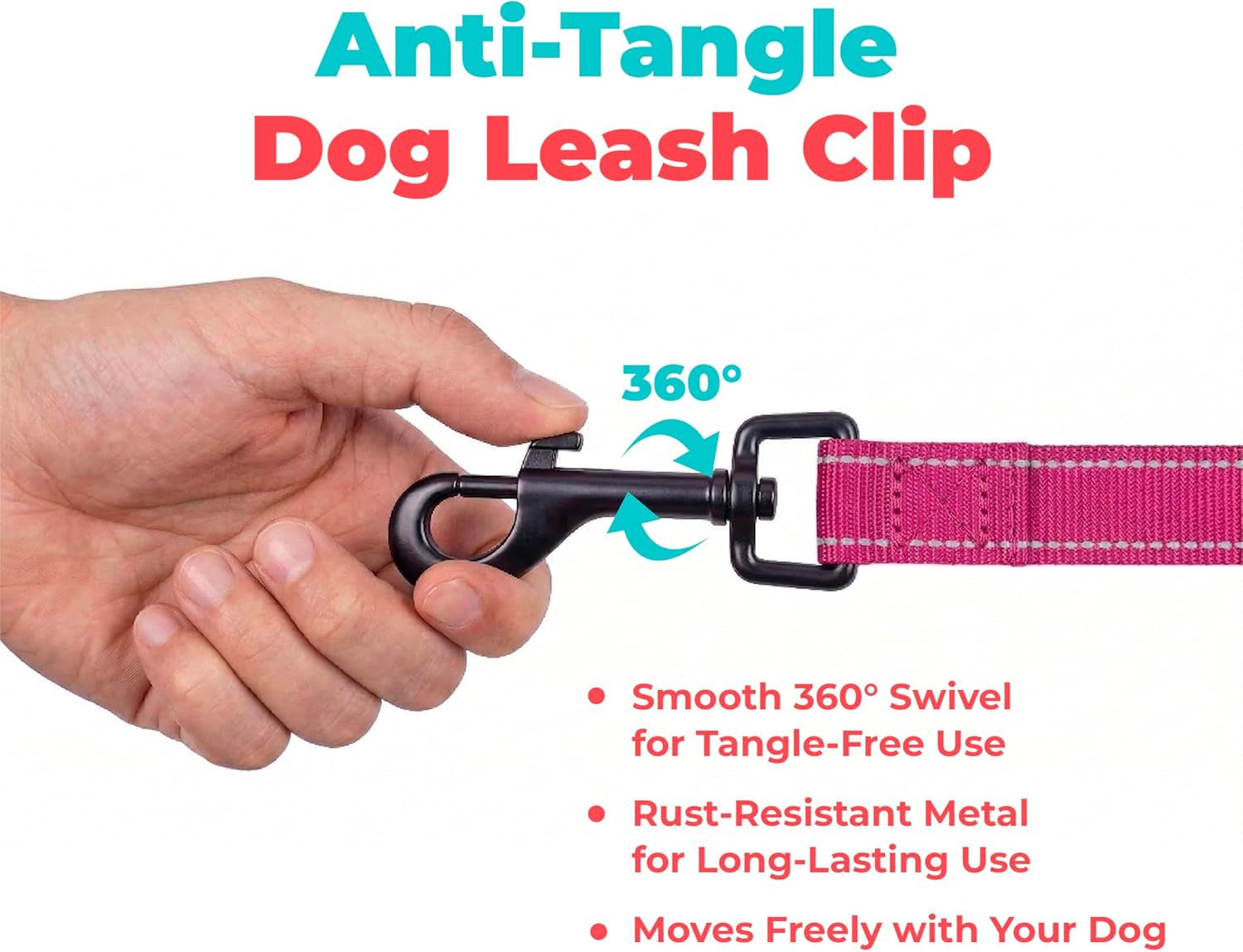 best-pet-supplies-voyager-nylon-dog-leash-fuchsia-small-5ft-in-length-5-8-in-width-reflective-soft-neoprene-handle-heavy-duty-metal-clips-for-running-walking-training