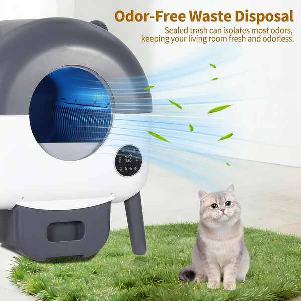 Self-Cleaning Cat Litter Box, 76L Large Capacity Automatic Litter Box for Multiple Cats, App-Controlled, Quiet & Odor-Free, Smart Safety Sensors, LED Night Light, Includes Trash Bags8