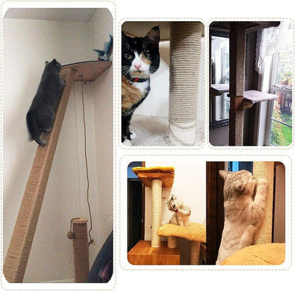 Aoneky Natural Sisal Hemp Rope for Cat Scratching Post Replacement, 1/4 Inch Refurbishment Cord to Repair Cat Tree, Tower & Protect Furniture, 66 FT6