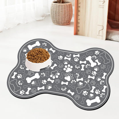 Dog & Cat Food Mat Bone Shaped Pet Feeding Mat Quick Absorb Water Bowl Placemat with Rubber Backing Indoor Floor Stain Resistant Pet Accessory Supplies (Light Pink Small, 12X18 Inches)13