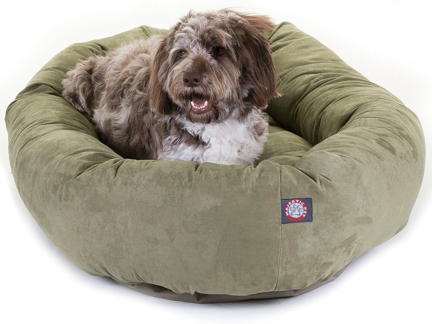 majestic-pet-32-inch-suede-calming-dog-bed-washable-cozy-soft-round-dog-bed-with-spine-support-for-dogs-to-rest-their-head-fluffy-donut-dog-bed-32x23x7-inch-round-pet-bed-medium-sage
