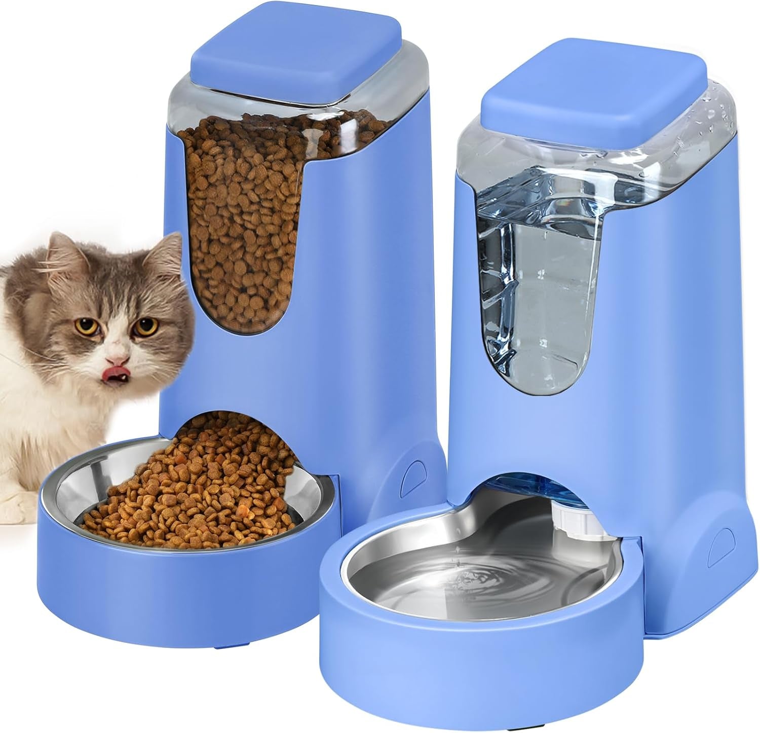 hwonmte-portable-automatic-cat-feeder-and-water-dispenser-with-stainless-steel-bowl-dog-gravity-food-feeder-and-waterer-for-small-medium-pets-puppy-kitten-1-gallon-x-2-cream-yellow