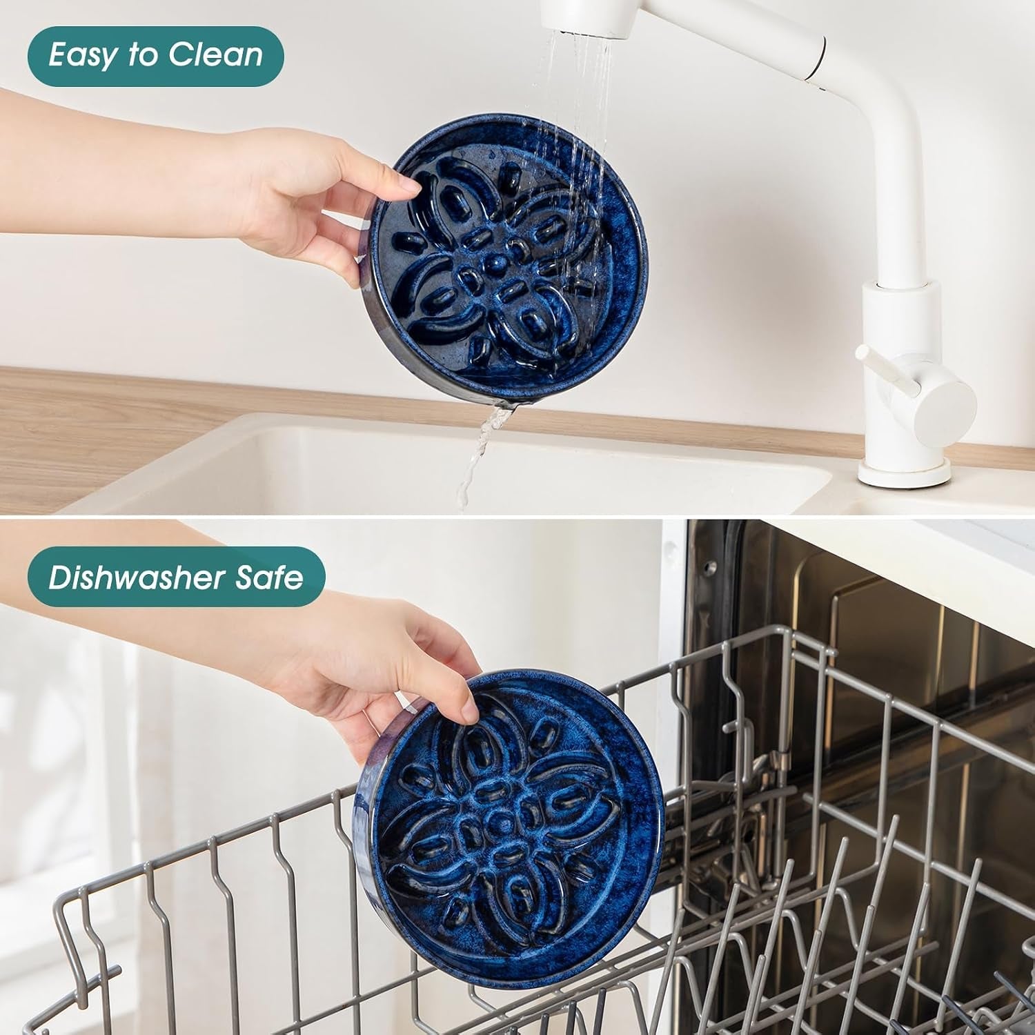 vancasso-ceramic-slow-feeder-dog-bowls-puzzle-dog-food-bowls-with-floral-maze-anti-slip-pet-food-dish-for-small-breed-0-6-cups-blue
