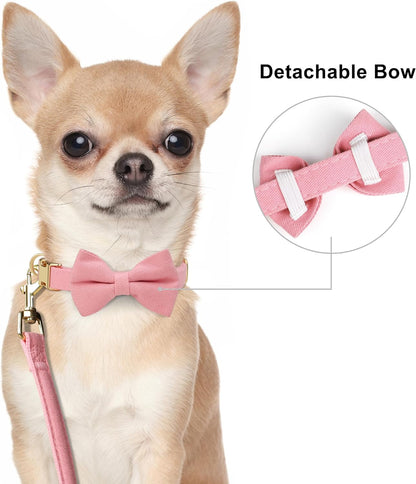 Beirui Cute Small Dog Harness Collar and Leash Set, Pink,Xxs,Chest 12-14" | for Small Dogs Puppy, Three Detachable Bows, Adjustable Step-In Vest, Yorkshire, Chihuahua, for Daily Walking Holiday Outfits3