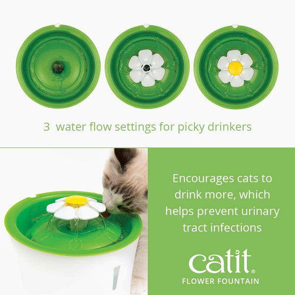 Catit Flower Fountain with Triple Action Filter, Cat Drinking Water Fountain, 3 L, Green | Cat Drinking Water Fountain4