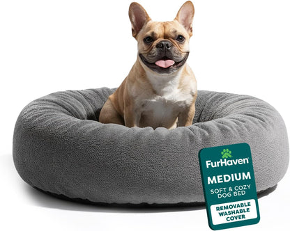 Furhaven Soft & Cozy Dog Bed for Medium/Small Dogs, Refillable W/ Removable Washable Cover & Liner, for Dogs up to 35 Lbs - Plush Faux Fur Bean Bag Style Ball Bed - Espresso, Medium14