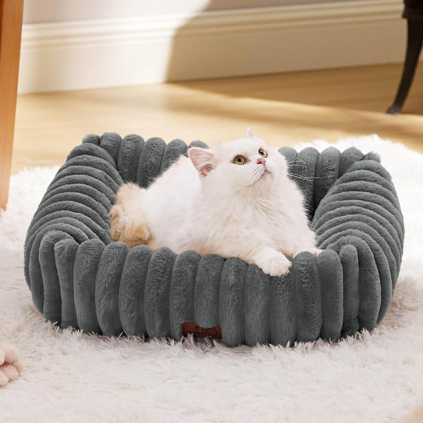 Bedsure Comfyfleece™ Cute Dog Bed for Small Medium Dogs Washable,25In Cream | Furry Puppy Beds,Square Rectangle Orthopedic Corduroy Aesthetic Pet Beds,Removable Zipper Cover,Non-Slip Bottom,Up to 15 Lbs15