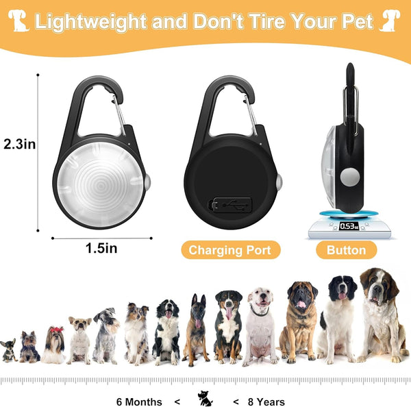 Dog Collar Light, 4 Modes Dog Lights for Night Walking, Rechargeable LED Pet Collar Light for Nighttime Clip On, IP68 Waterproof Pet Walking Accessories-2 Pack(Black)6