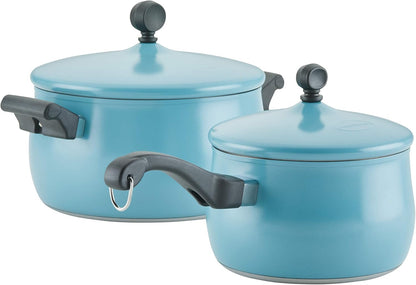 120 Limited Edition Stainless Steel Cookware Pots and Pans Set with Prestige Kitchen Tools, 10 Piece, Aqua Blue12